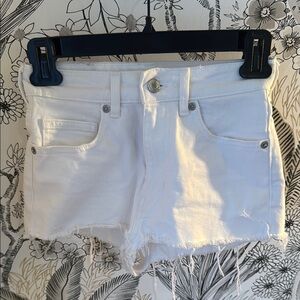 H&M White Jean Shorts with Frayed Hem